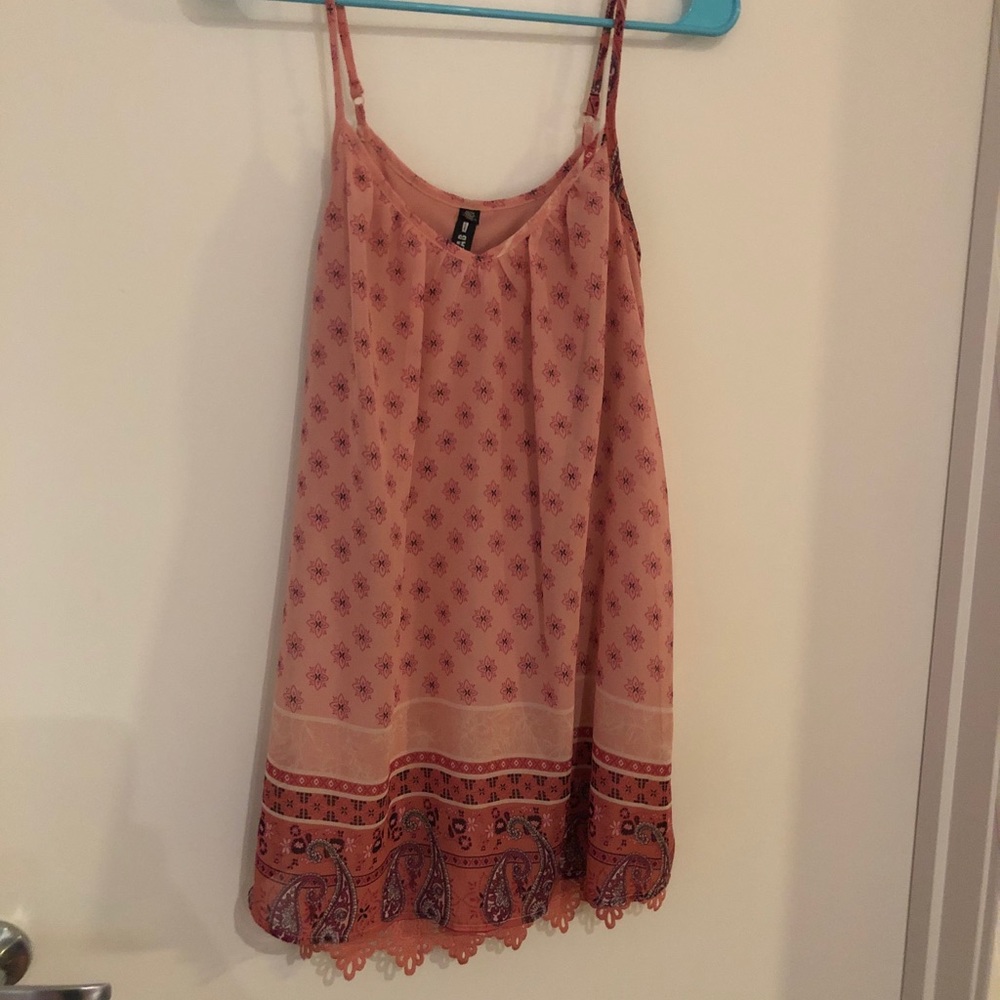 Design Lab Pink Tank with Crochet Trim